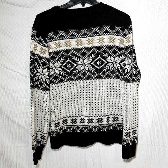 VINTAGE 80s CSM by Coliu St. Marx Dark Brown & Cream Knit Ski Sweater Men's - Picture 5 of 6